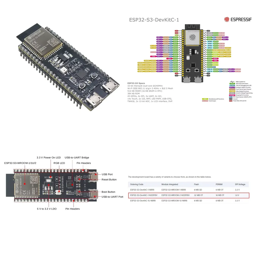 Espressif Esp32 - Espressif ESP32-S3-DevKitC-1 Development Board, featuring the
